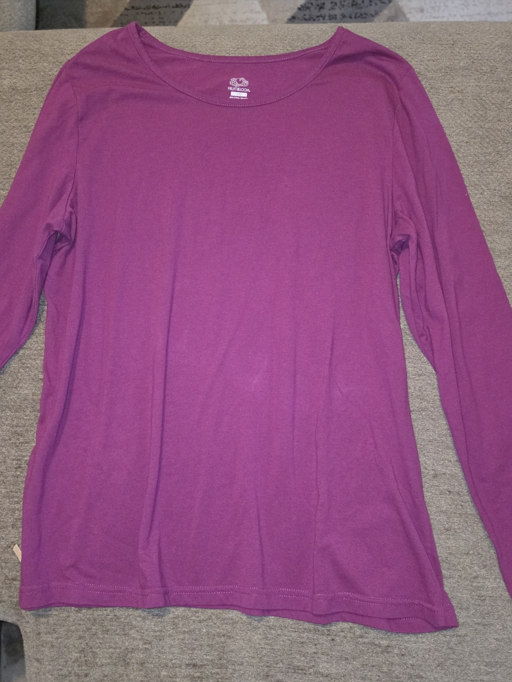 Fruit of the Loom Women’s Long-Sleeve Scoop Neck Top - Magenta Large